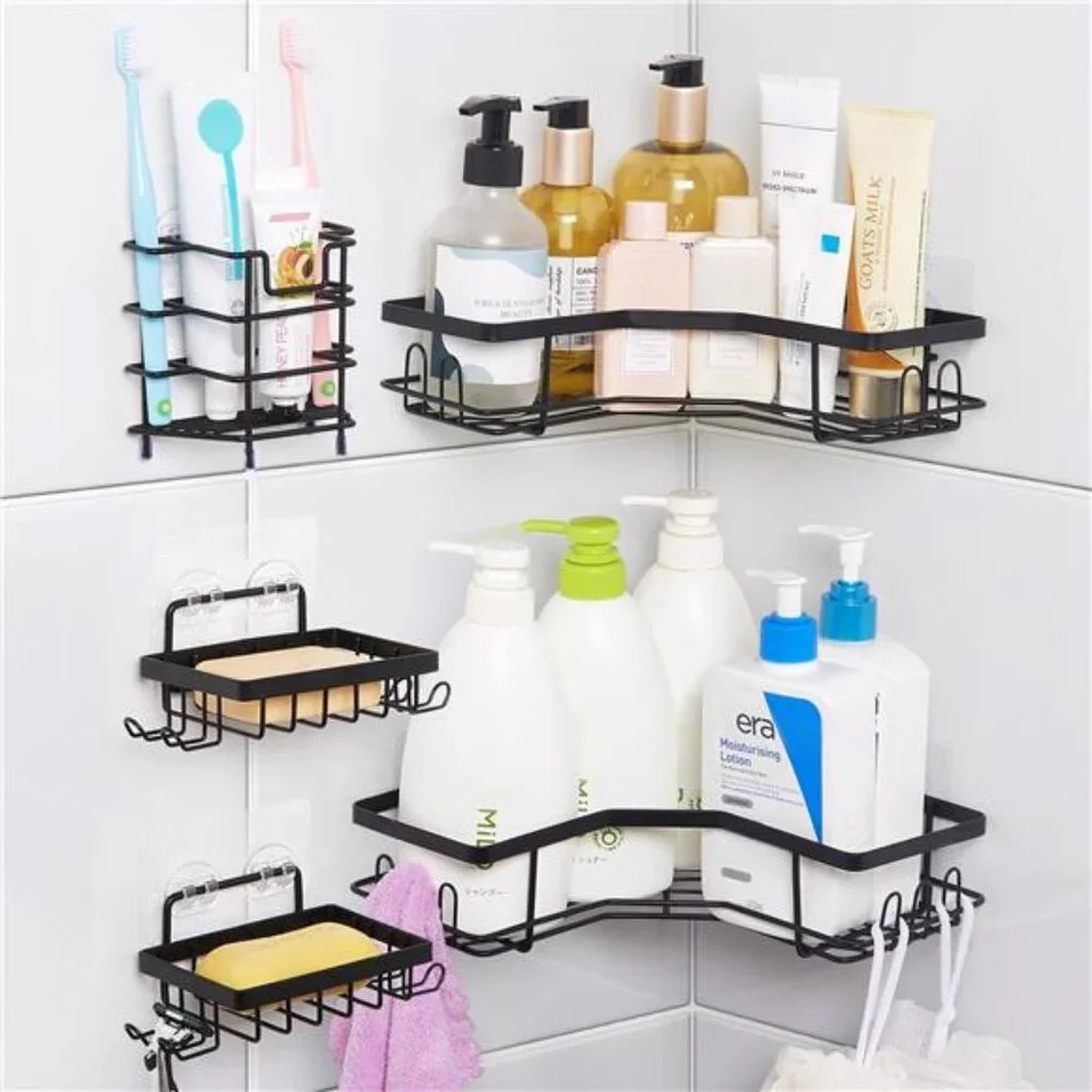 Corner Shower Caddy, 5 Pack No Drill Adhesive Shelves, Wall Mounted